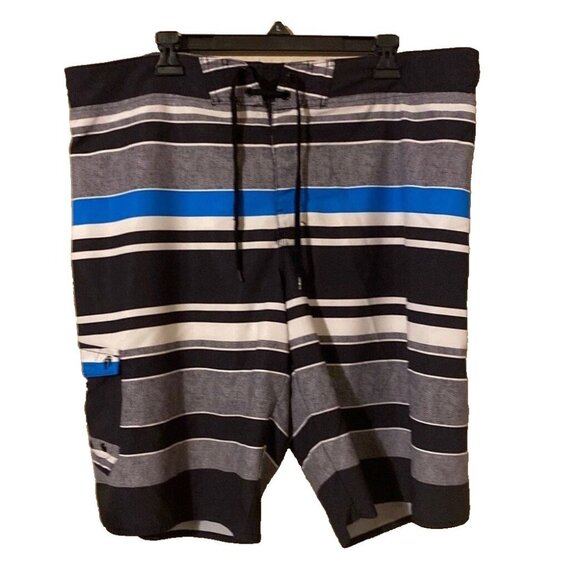 Hang Ten Mesh Lined Drawstring Board Shorts Swim Trunks Striped‎ Men's Size XL - Picture 1 of 10